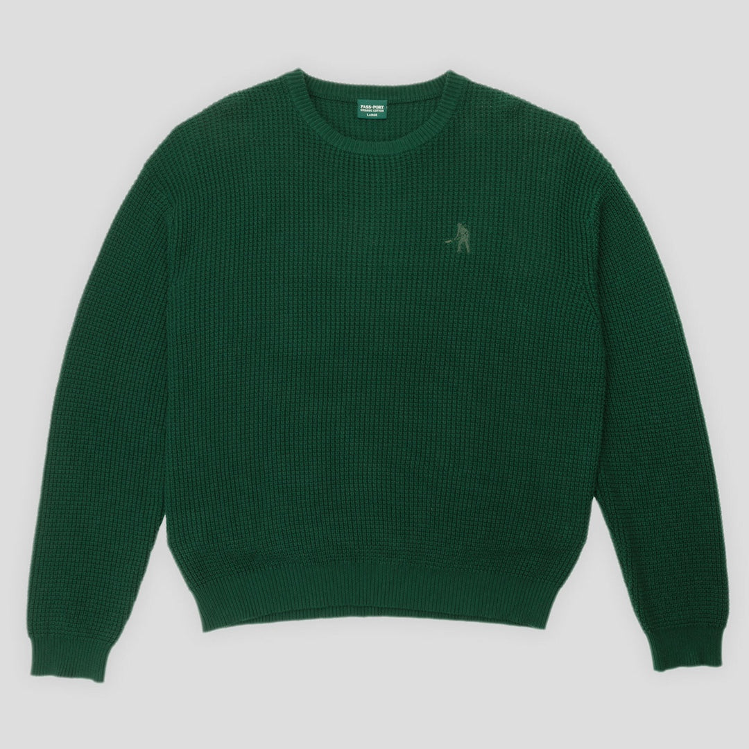 Pass~Port Organic Cotton Waffle Knit Sweater Dark Green