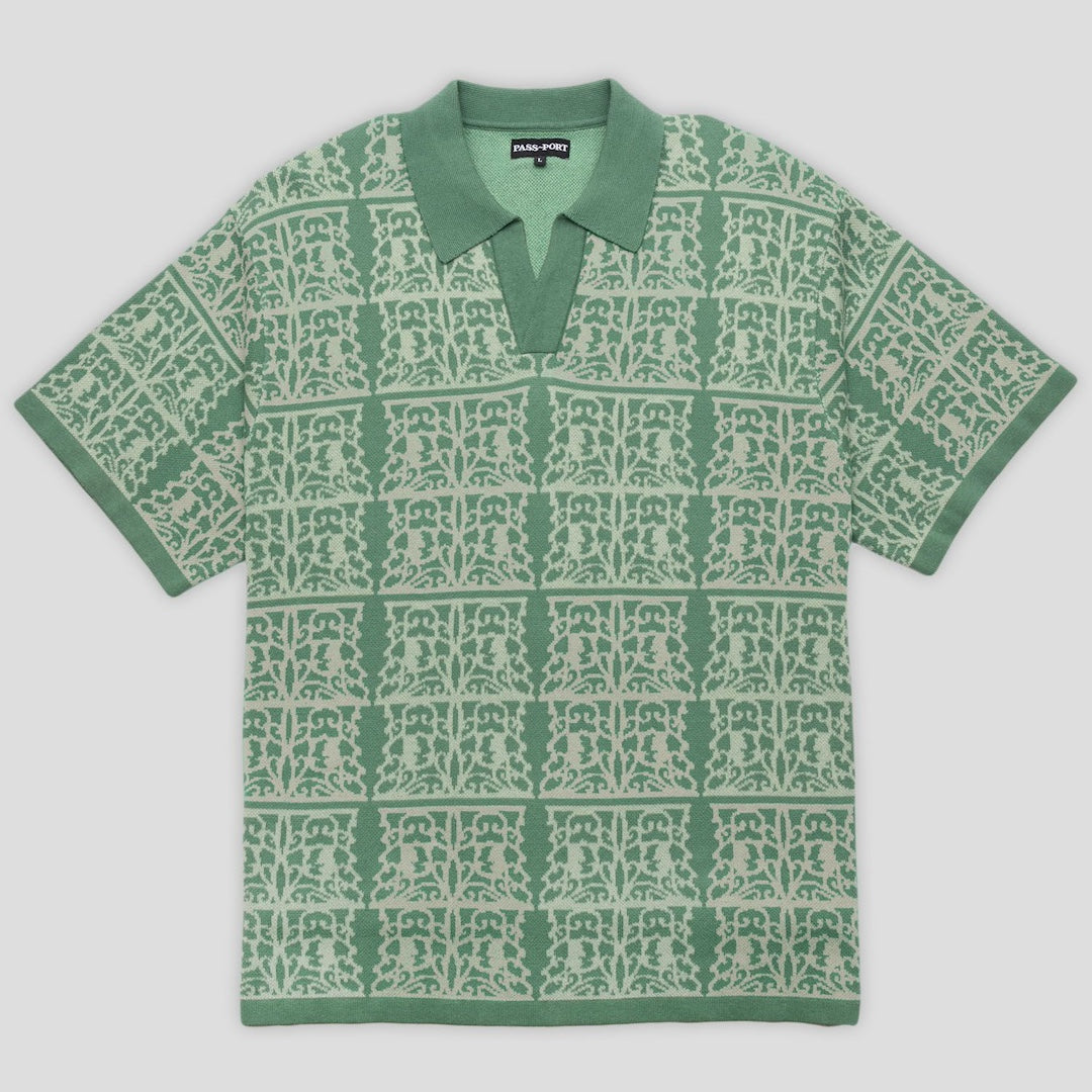 Pass~Port Fretworks Knit Polo Seafoam Green