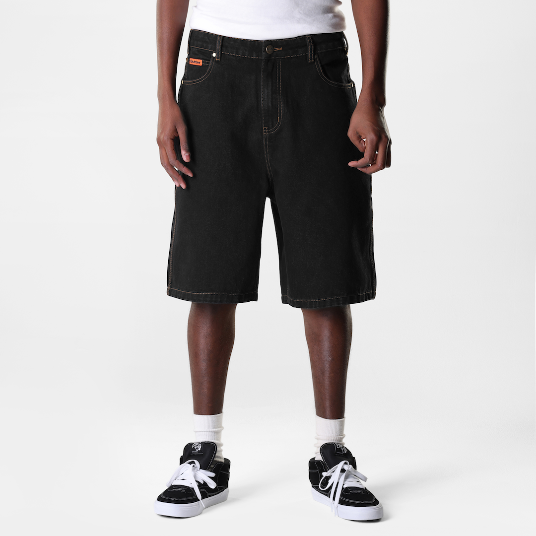 Butter Goods Baggy Denim Shorts Washed Black