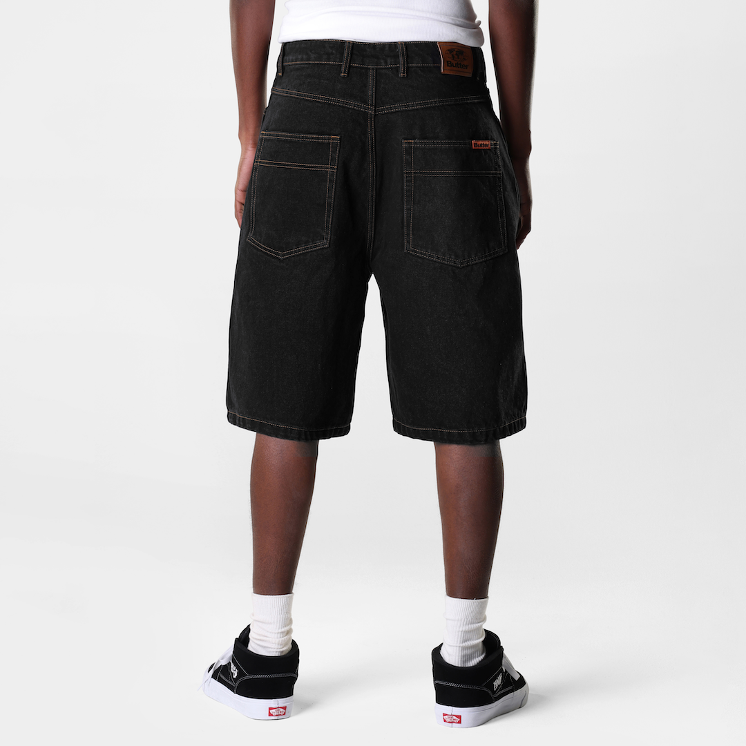 Butter Goods Baggy Denim Shorts Washed Black