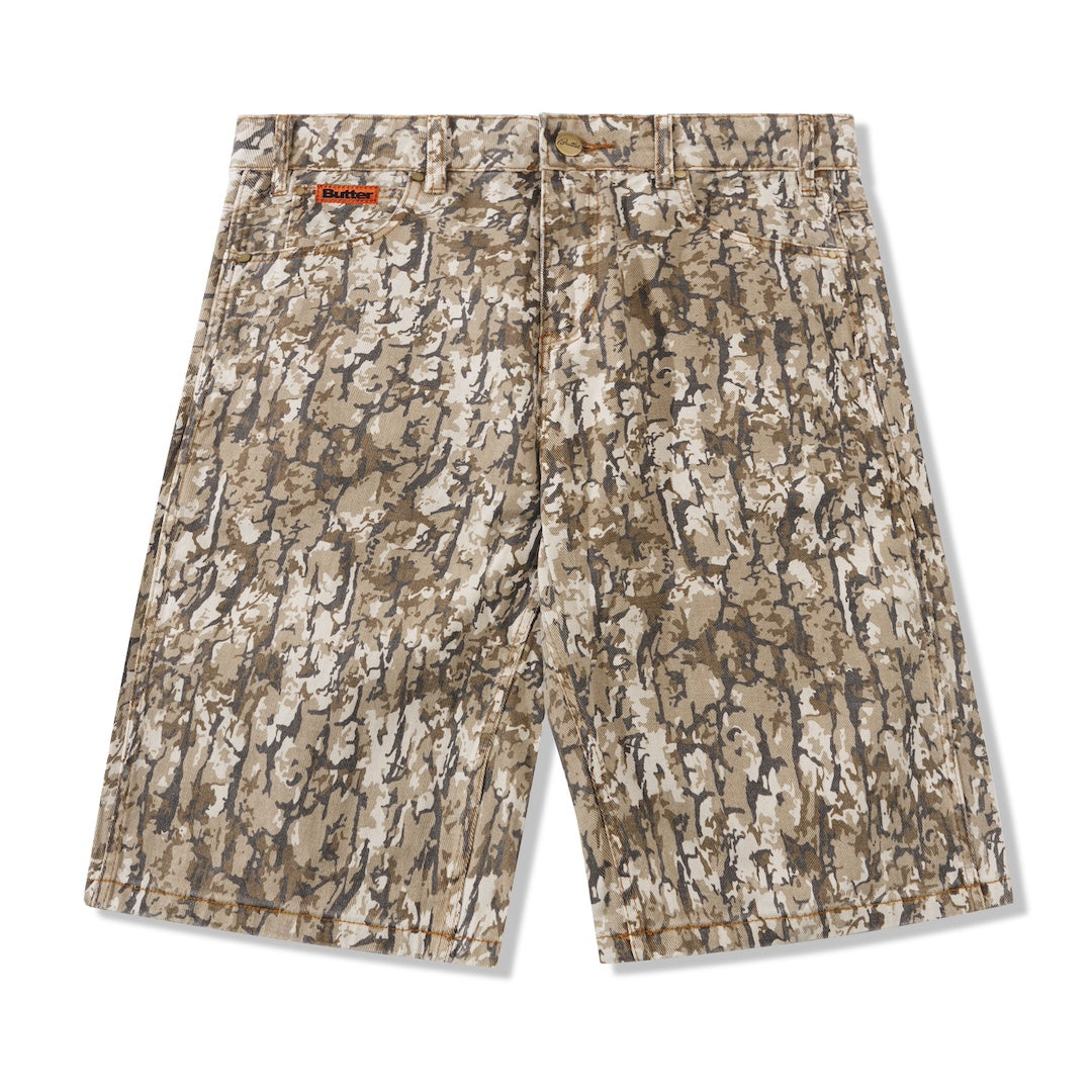 Butter Goods Bark Camo Denim Shorts Tan