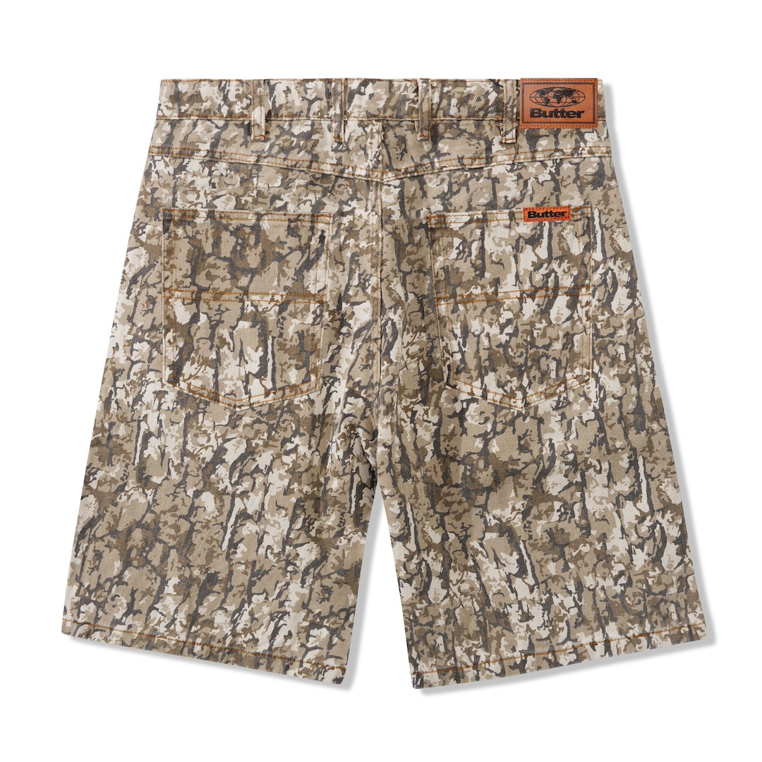 Butter Goods Bark Camo Denim Shorts Tan