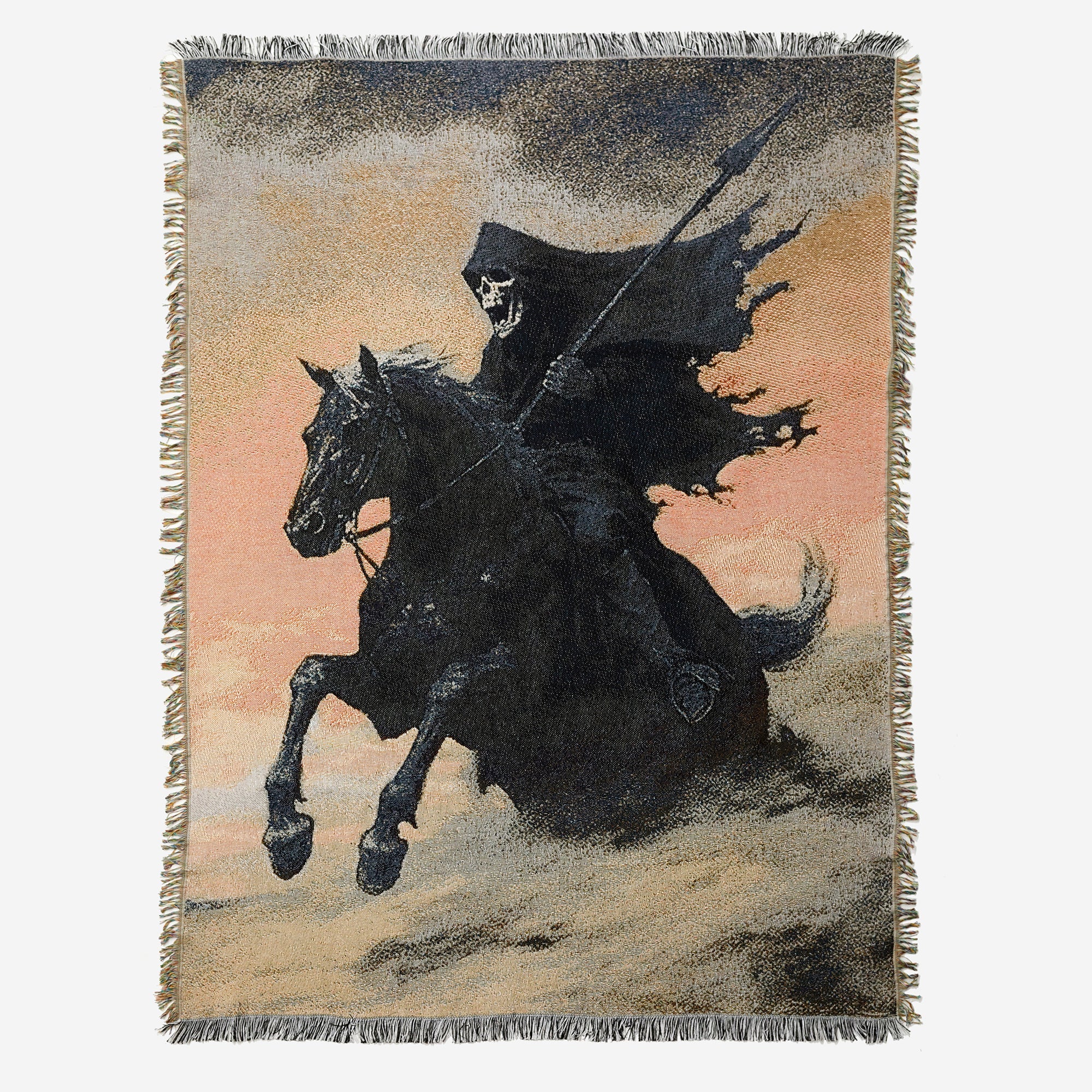 Crawling Death Battle Horse Woven Blanket