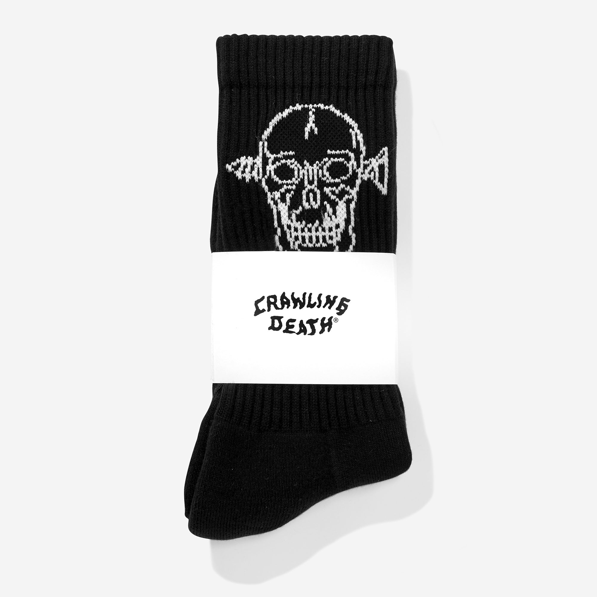 Crawling Death Screw Skull Socks Black