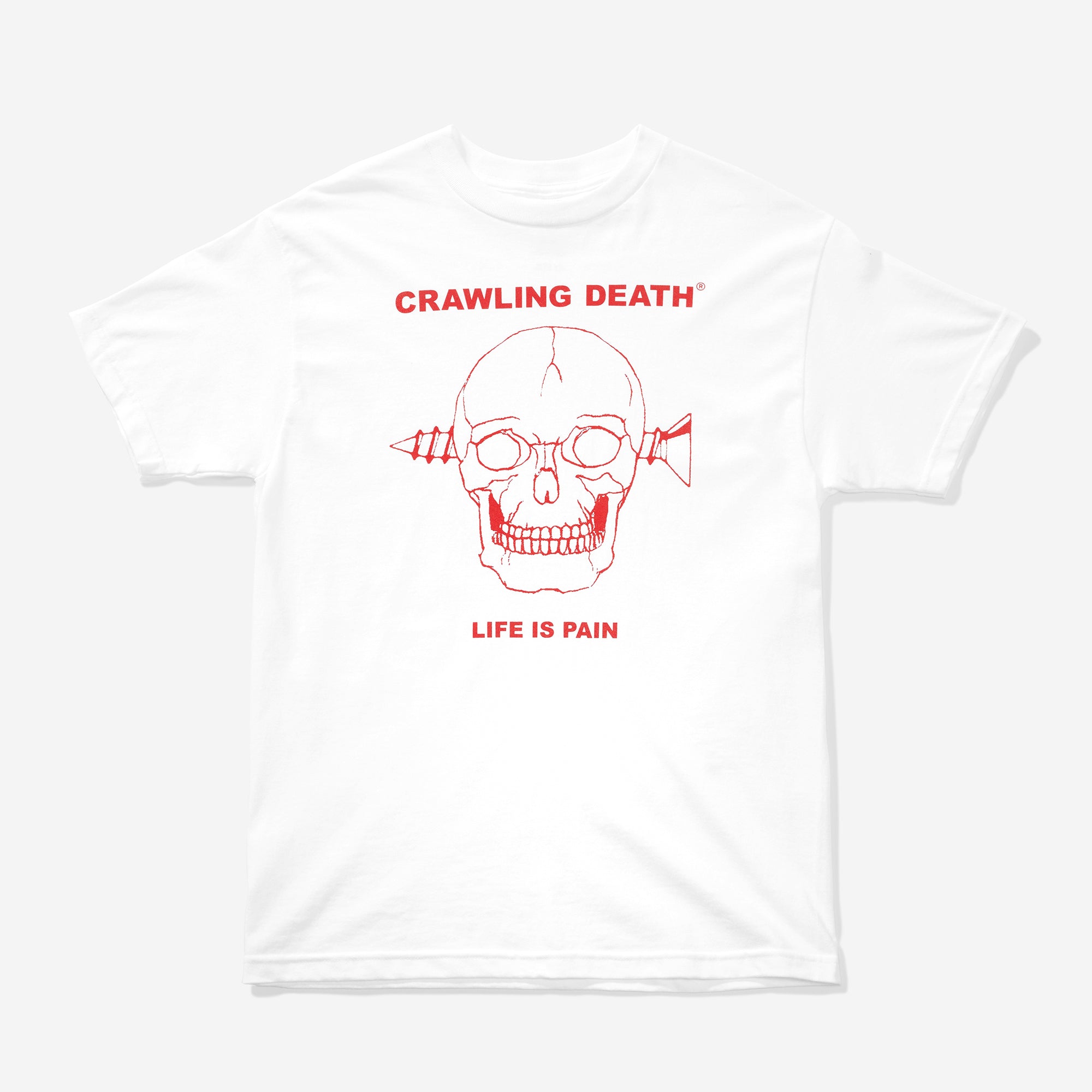 Crawling Death Screw Skull T-Shirt White