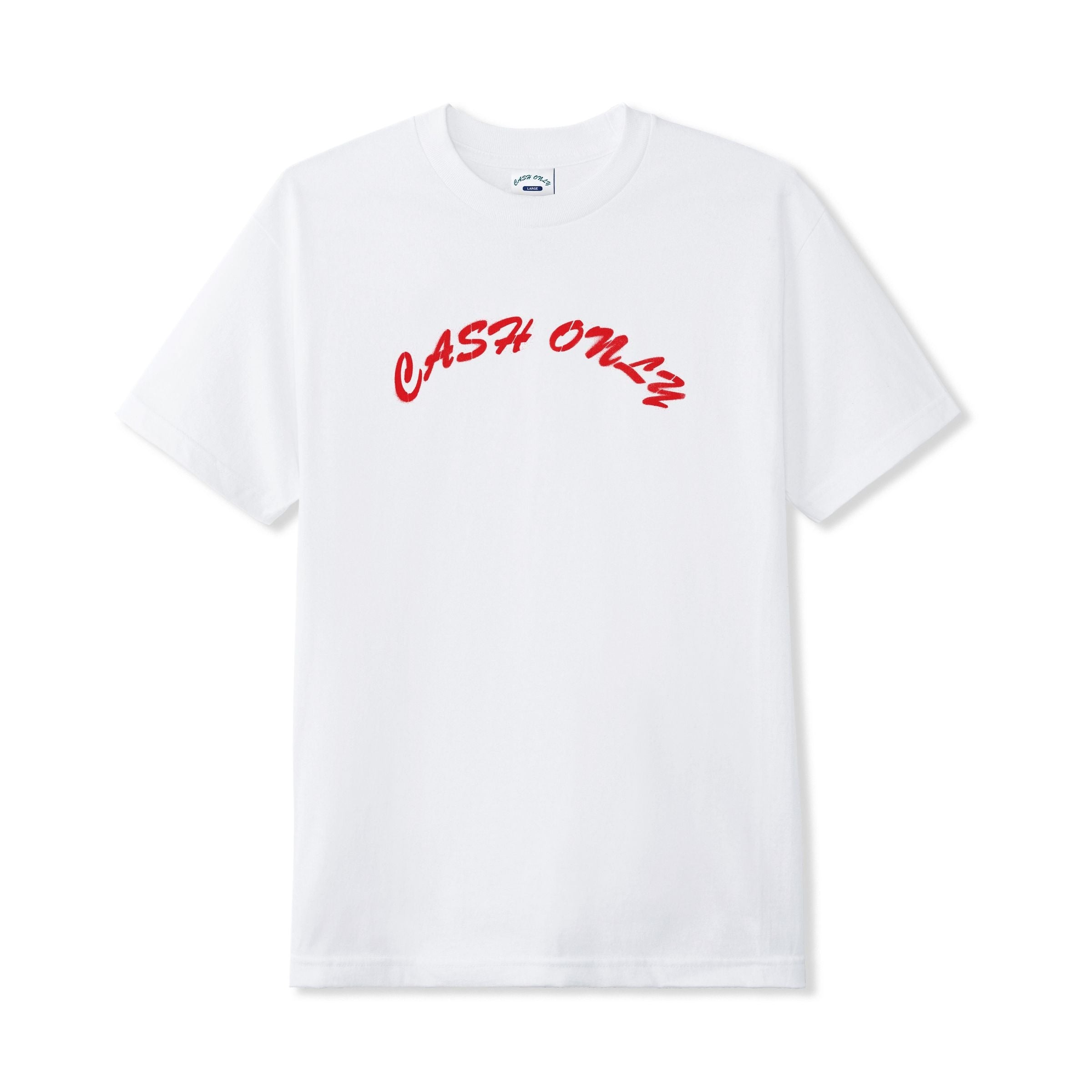 Cash Only Stencil Logo Tee White