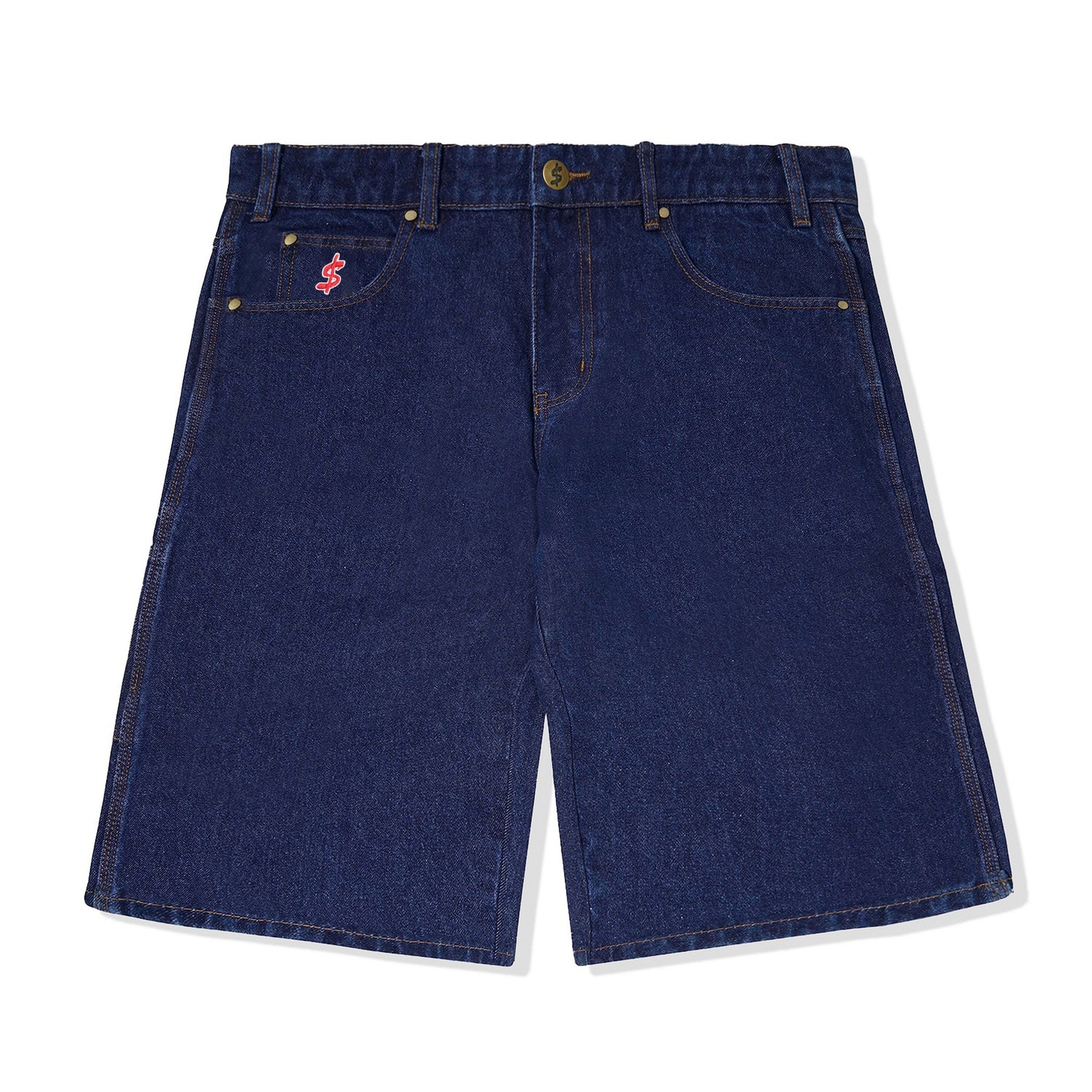 Cash Only Logo Denim Shorts Raw Indigo