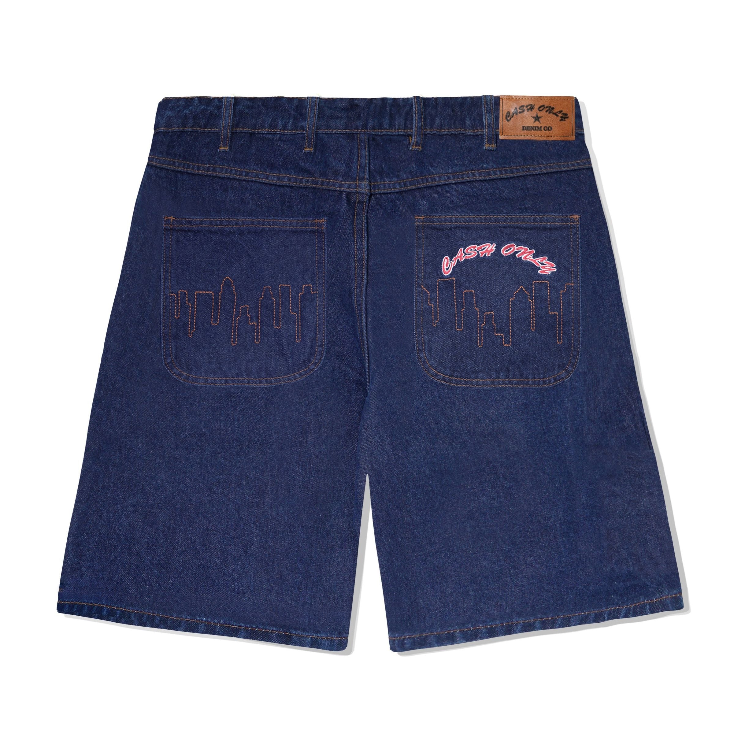 Cash Only Logo Denim Shorts Raw Indigo