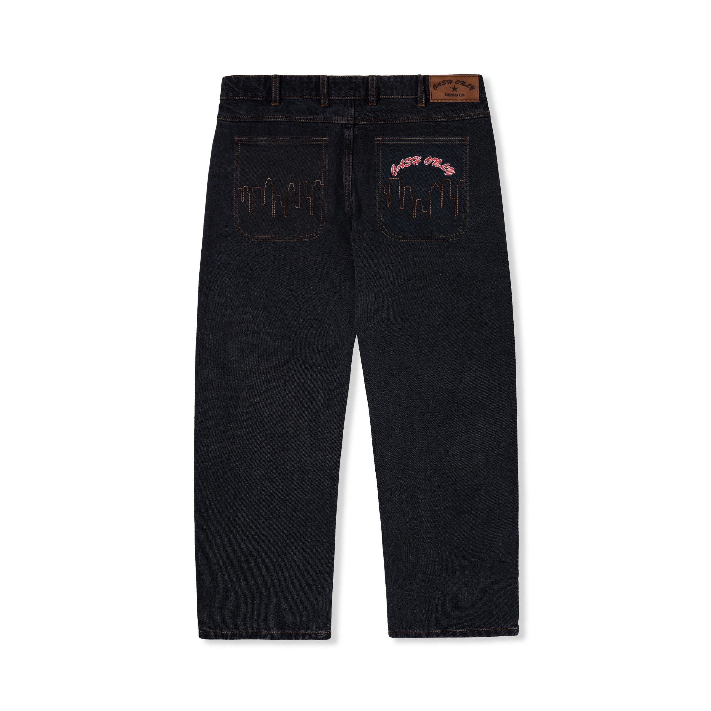 Cash Only Logo Baggy Denim Jeans Washed Black