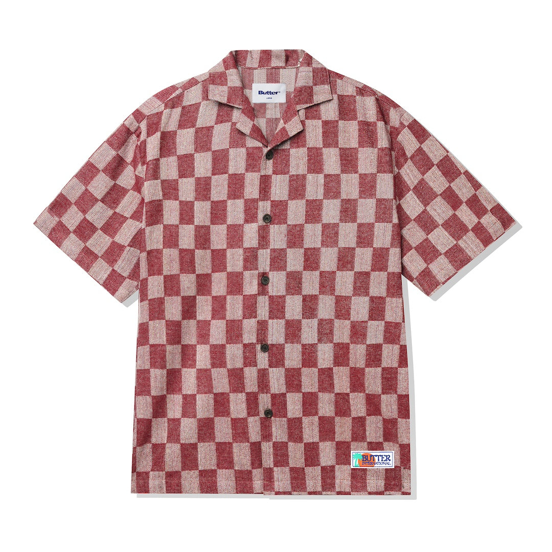 Butter Goods Checker Vacation SS Shirt Burgundy