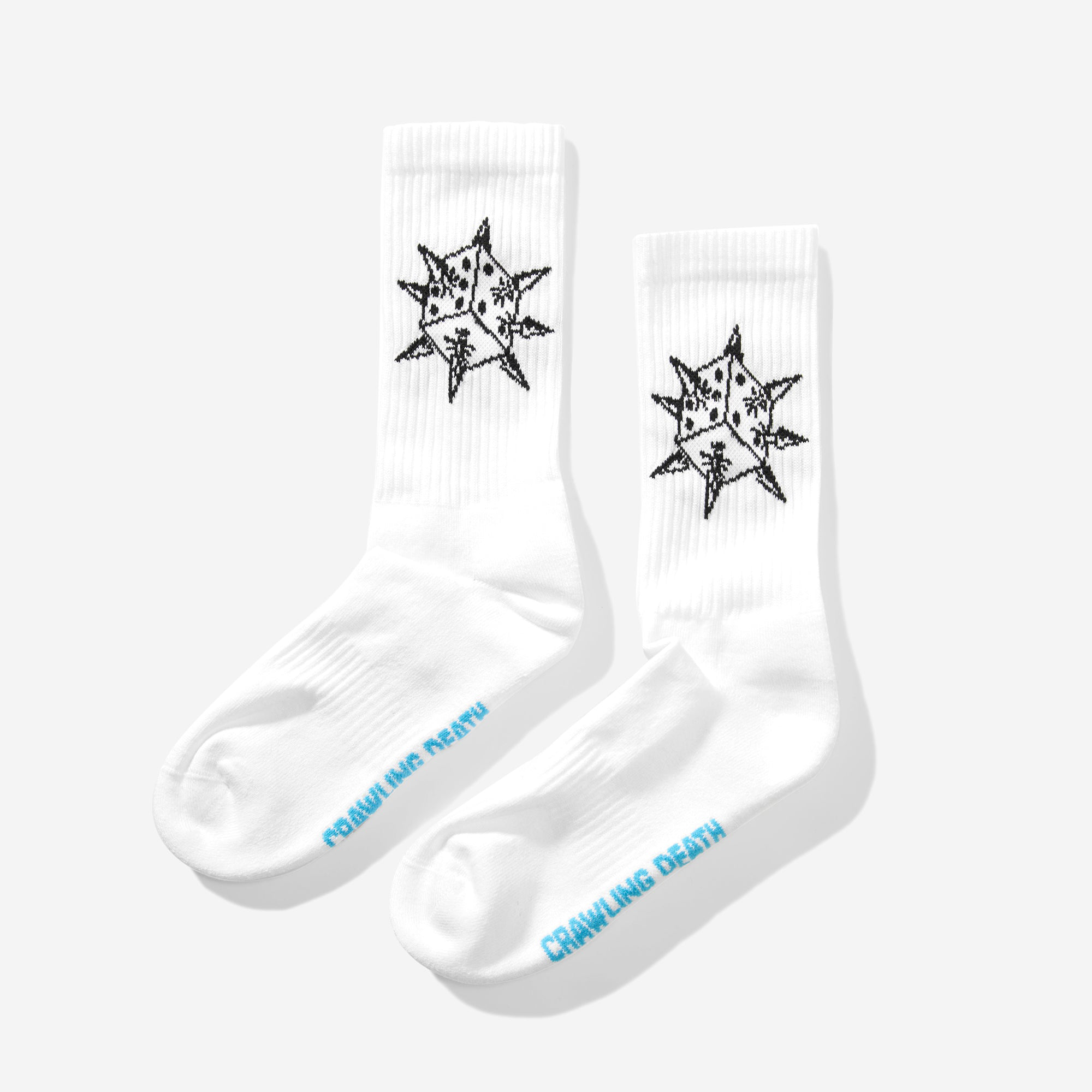 Crawling Death Spike Dice Socks White