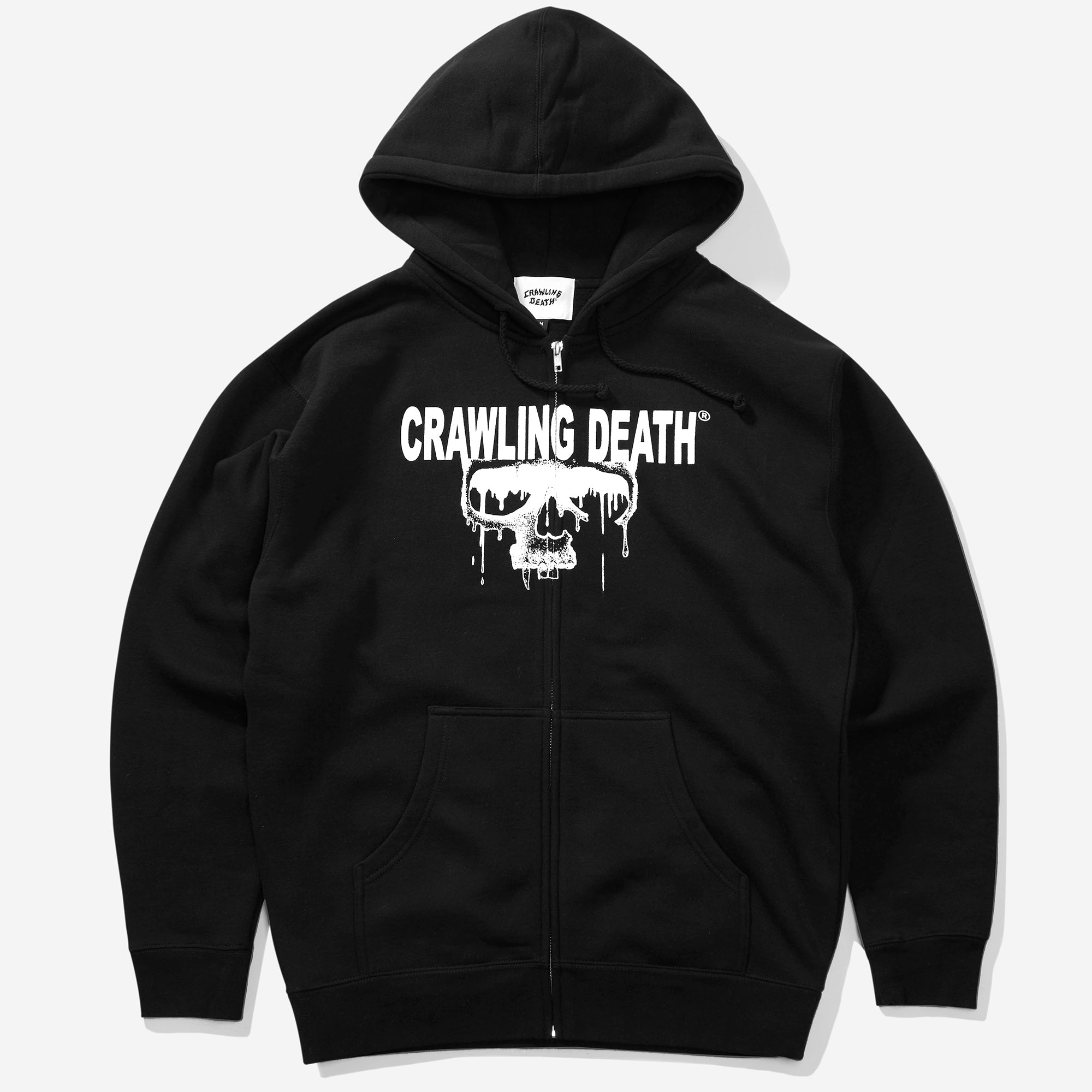 Crawling Death Drip Skull Zip Hood Black