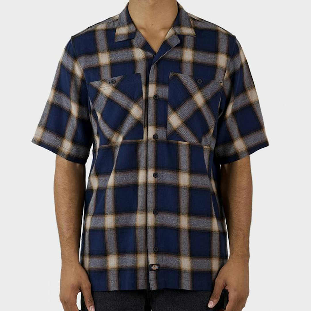 Dickies Down South SS Relaxed Fit Camp Collar Shirt Navy