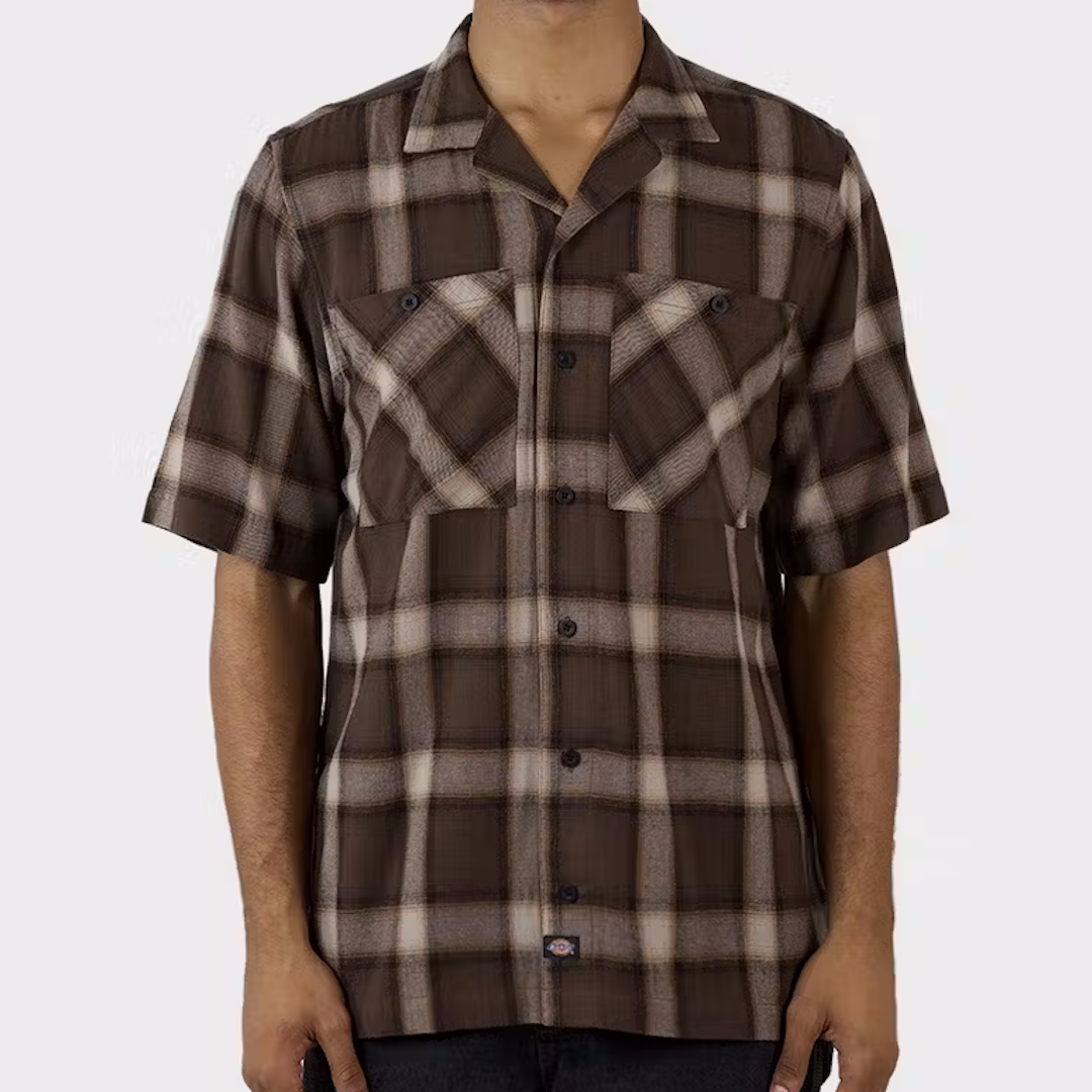 Dickies Down South SS Relaxed Fit Camp Collar Shirt Timber Brown