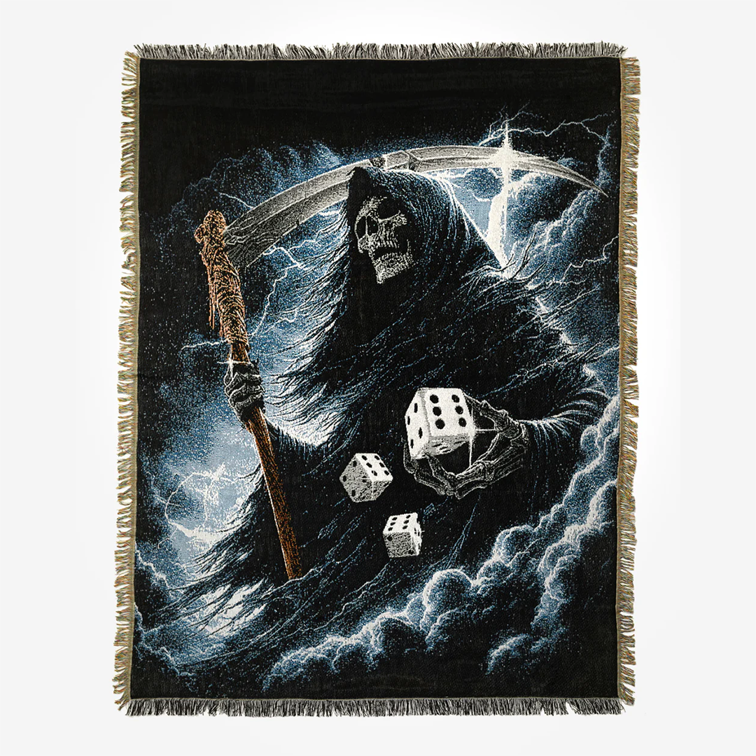 Crawling Death Dice Reaper Woven Blanket