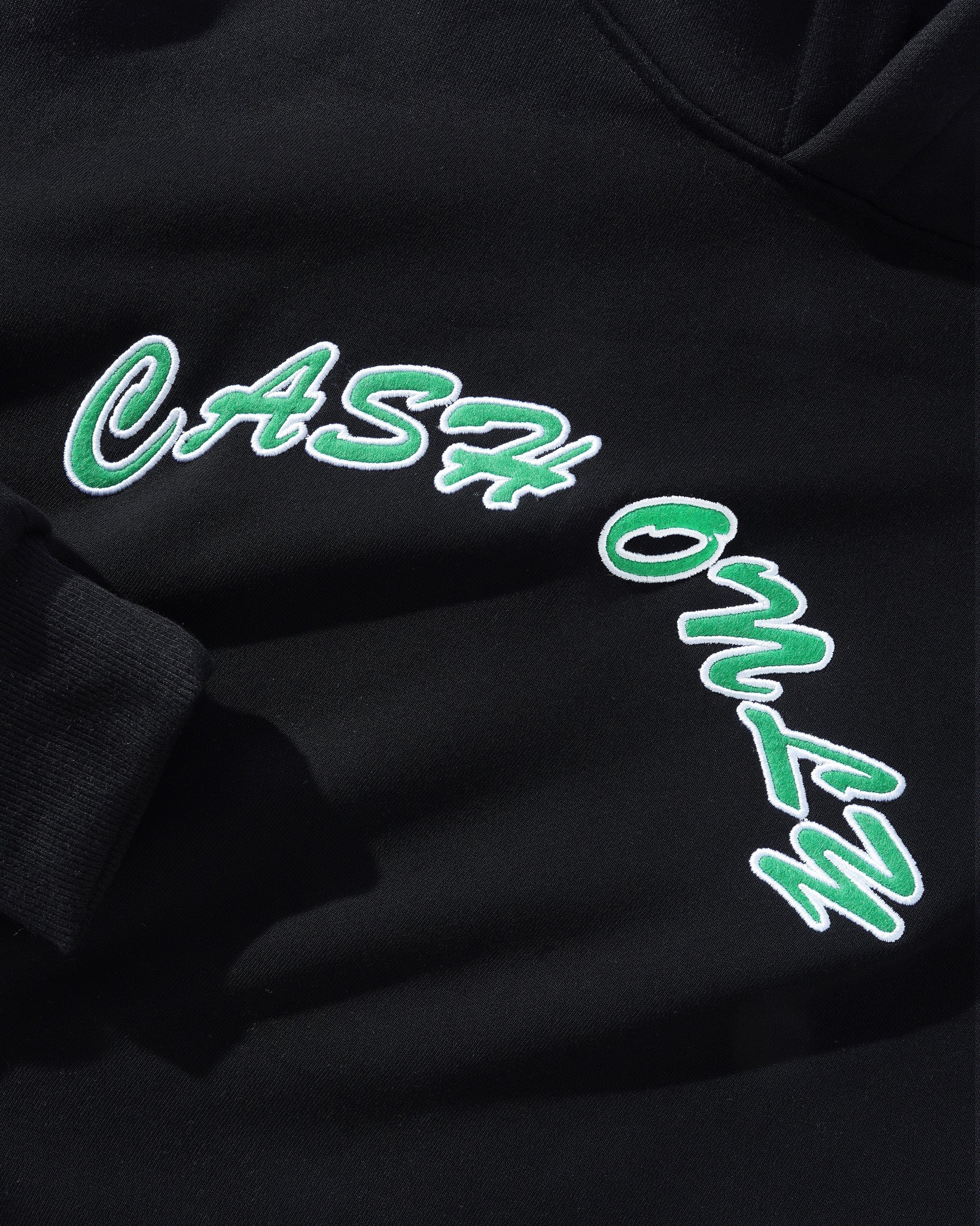 Cash Only Felt Applique Logo Pullover Hood Black