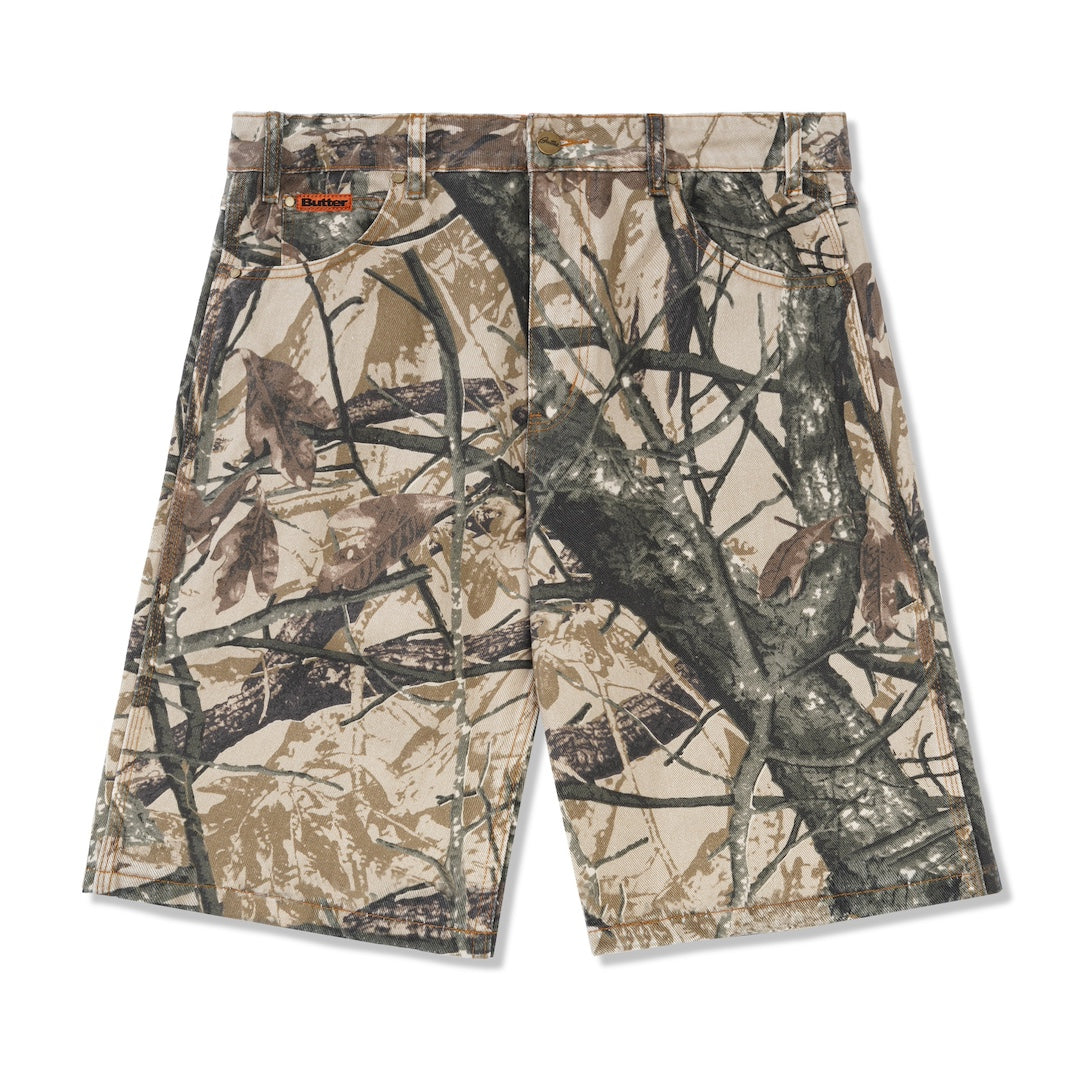 Butter Goods Foliage Camo Denim Shorts Tan