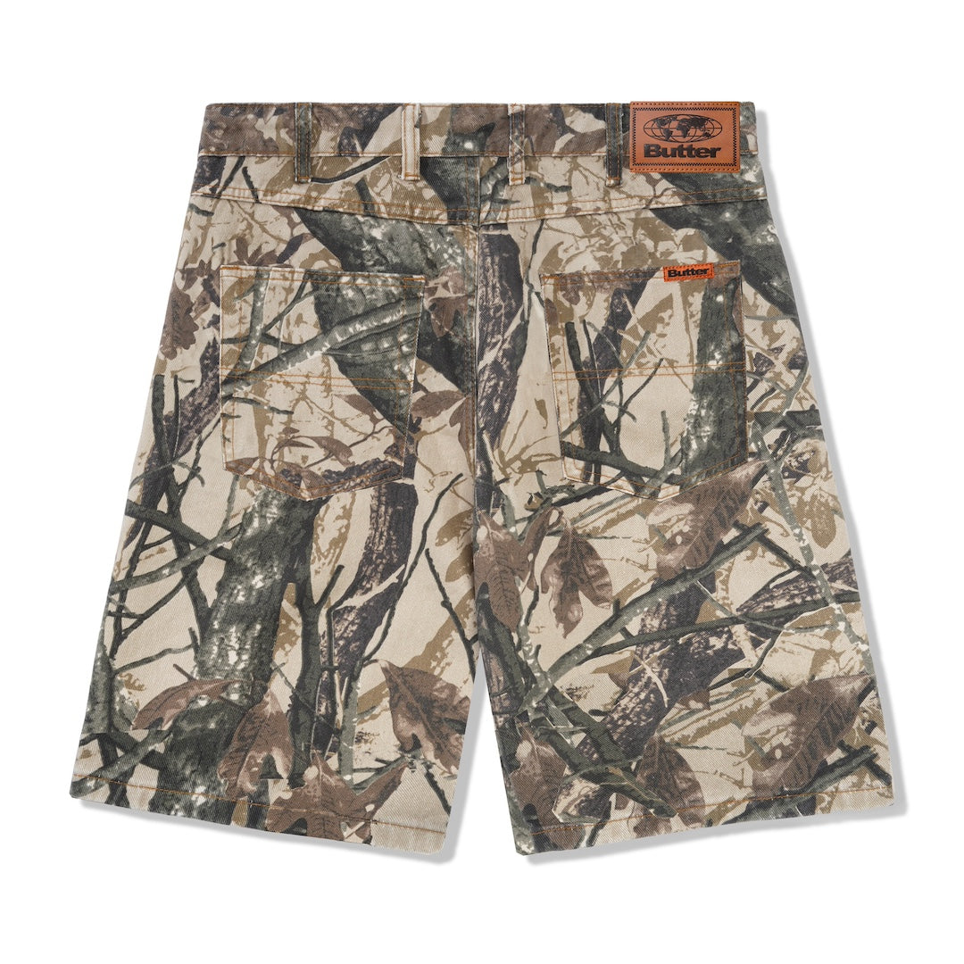 Butter Goods Foliage Camo Denim Shorts Tan