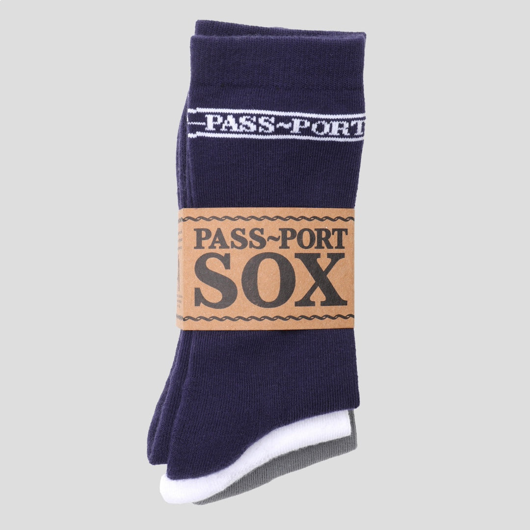 Pass~Port Hi Sox 3 Pack Multi Navy + White + Grey