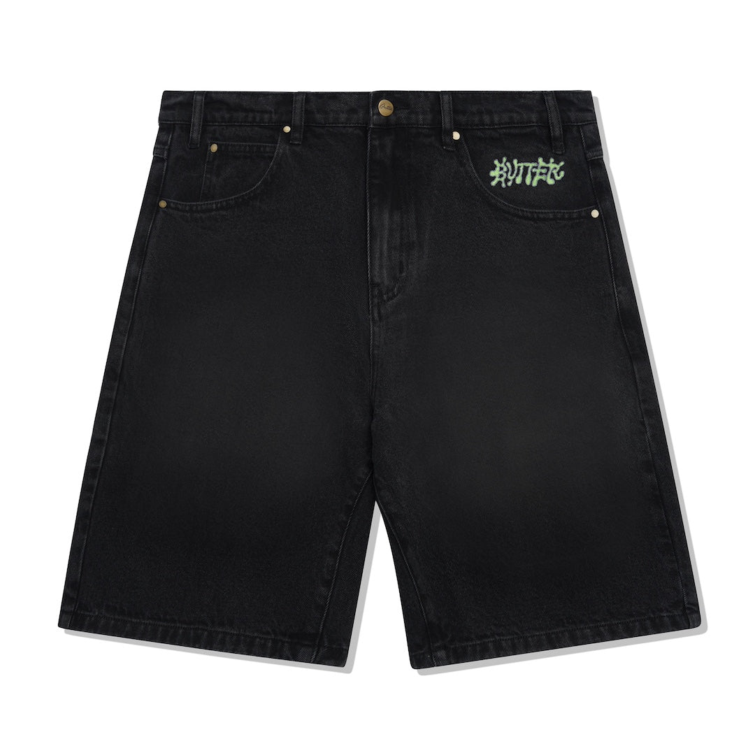 Butter Goods Ink Denim Shorts Worn Black