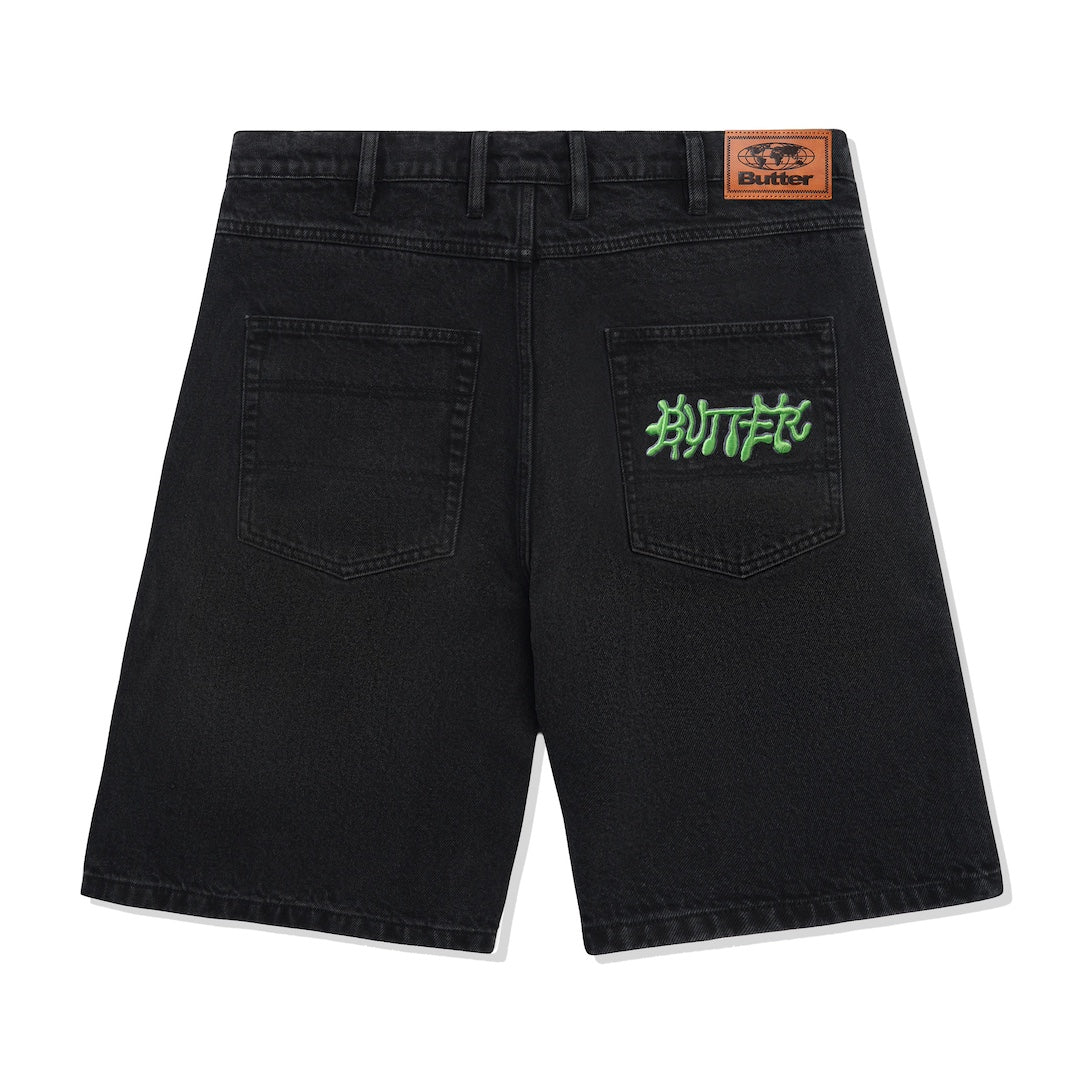 Butter Goods Ink Denim Shorts Worn Black