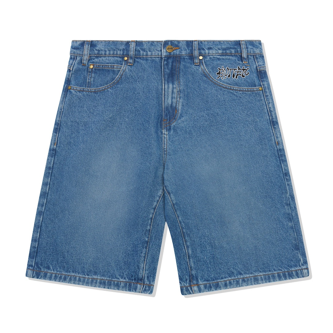 Butter Goods Ink Denim Shorts Worn Blue