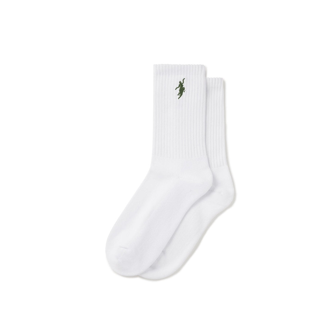 Polar Skate Co. Rib Socks No Comply White + Army Green