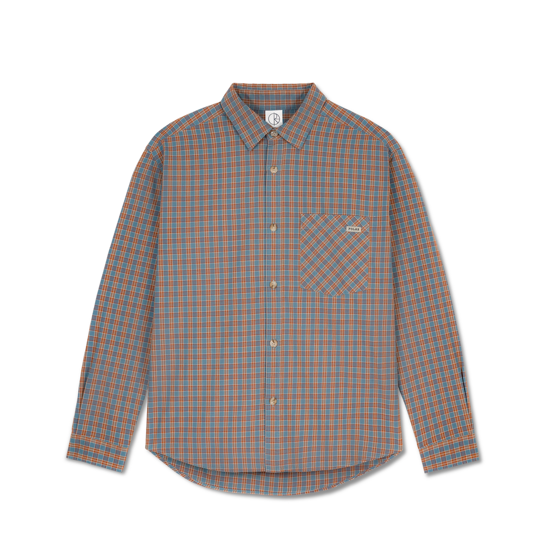 Polar Skate Co. Mitchell Long Sleeve Shirt Blue + Rust