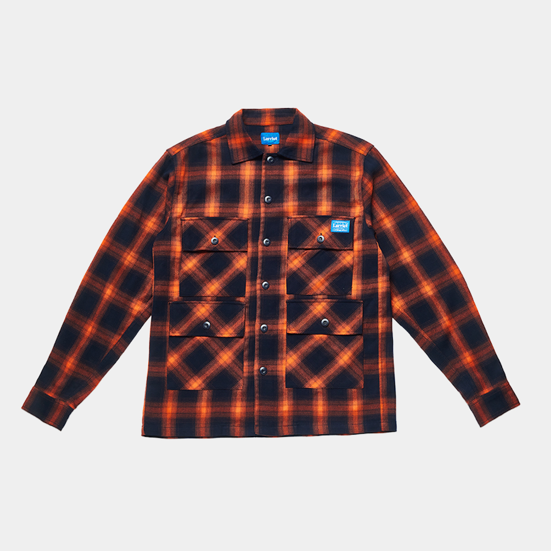 Larriet Check Fields Shirt Navy + Orange