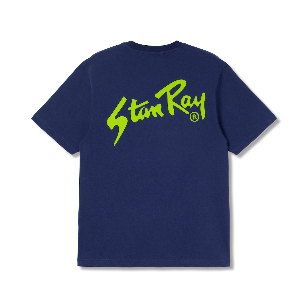 Stan Ray OG Tee Navy + Lime Green