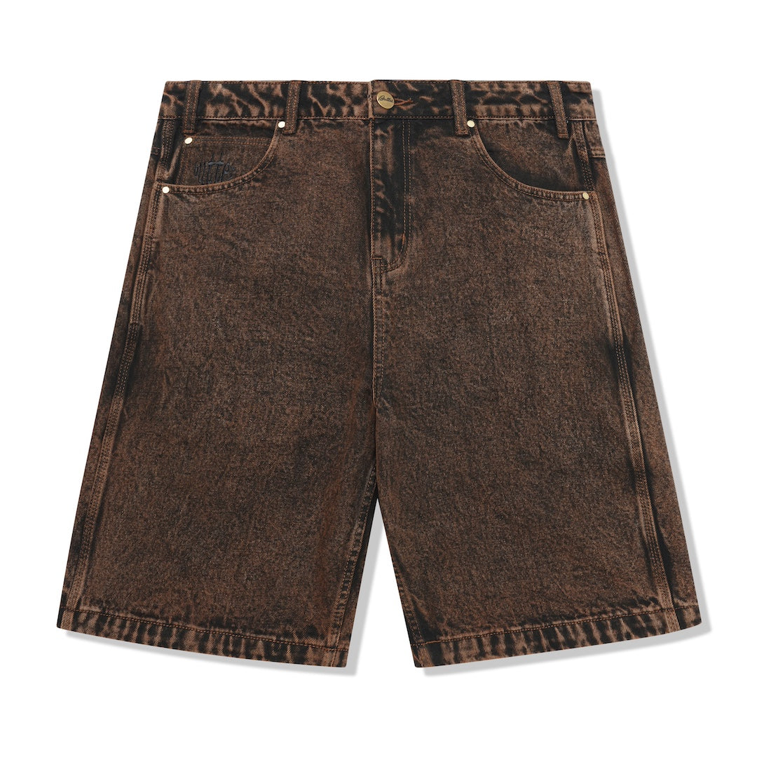 Butter Goods Spider Denim Shorts Acid Brown