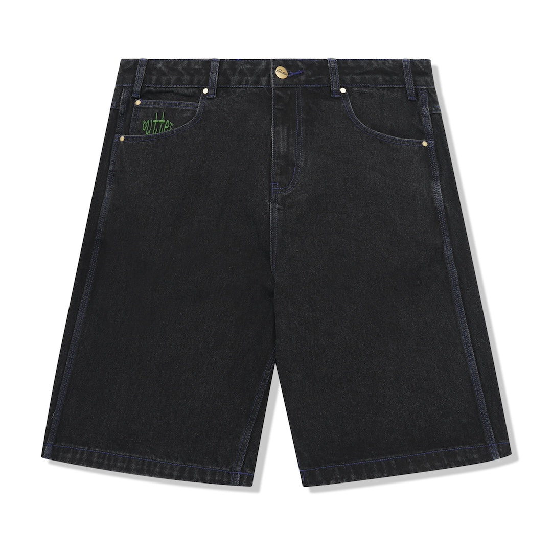 Butter Goods Spider Denim Shorts Washed Black