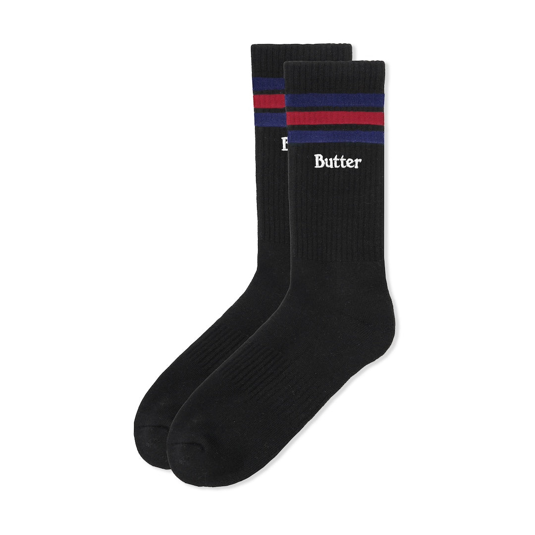 Butter Goods Stripe Socks Black + Red + Navy