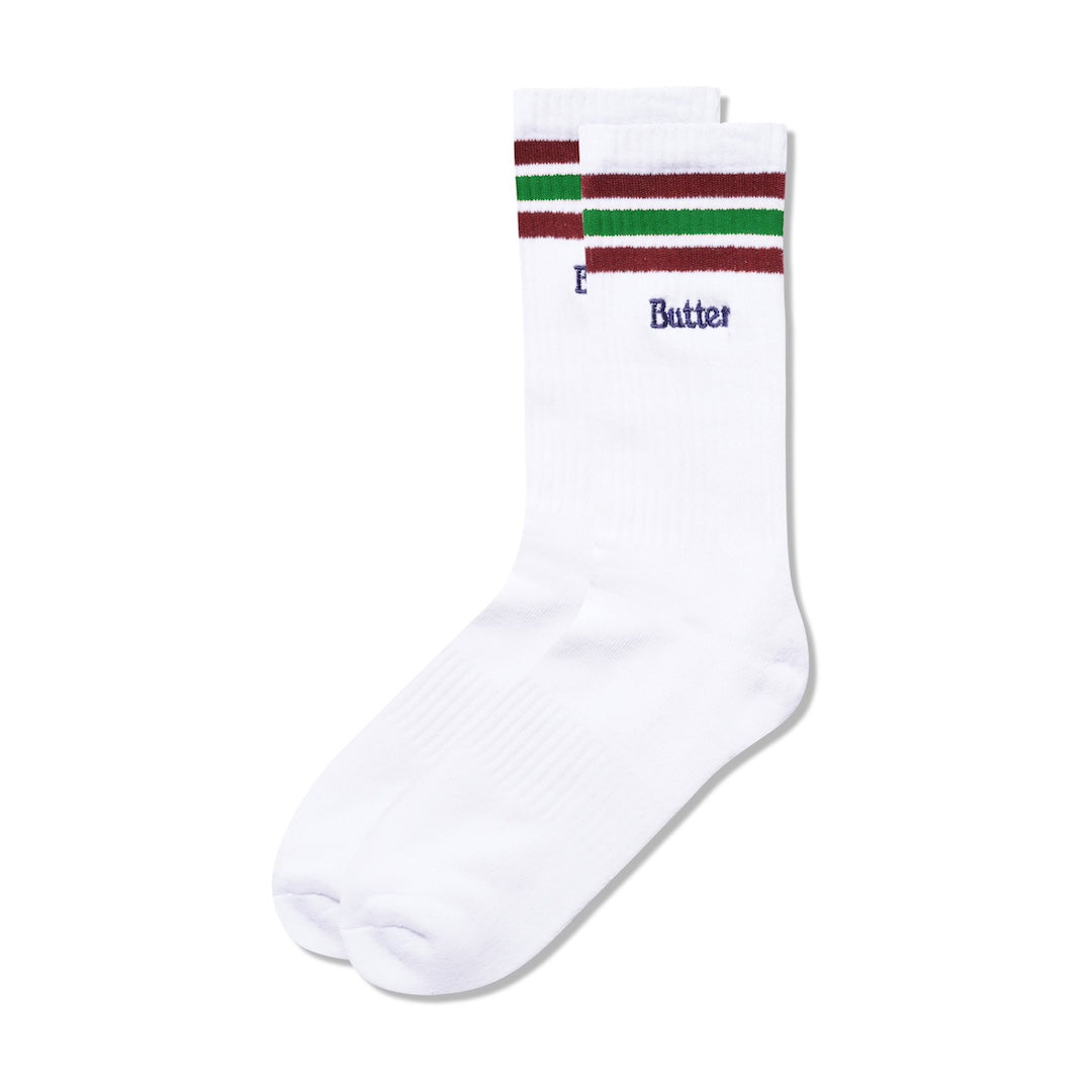 Butter Goods Stripe Socks White + Brown + Green