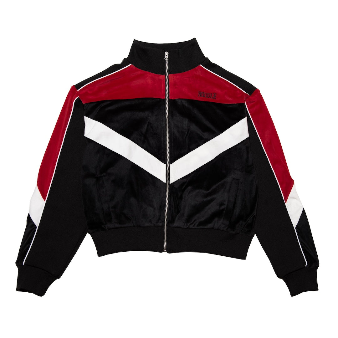 Hoddle Velour Track Top Red + Black