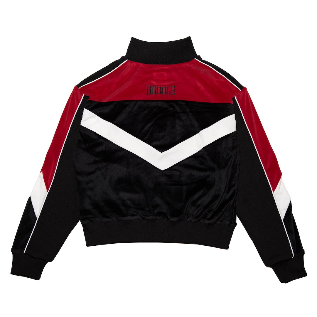 Hoddle Velour Track Top Red + Black