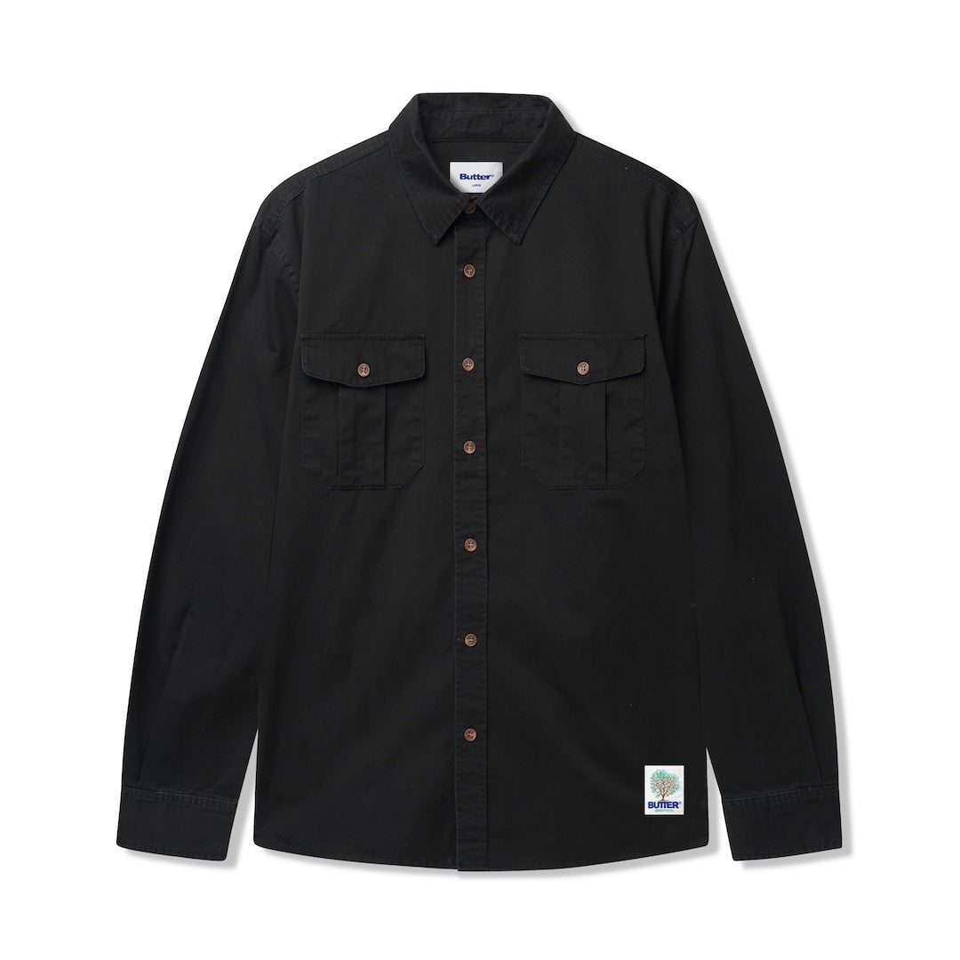 Butter Goods Washed Pocket LS Shirt Black