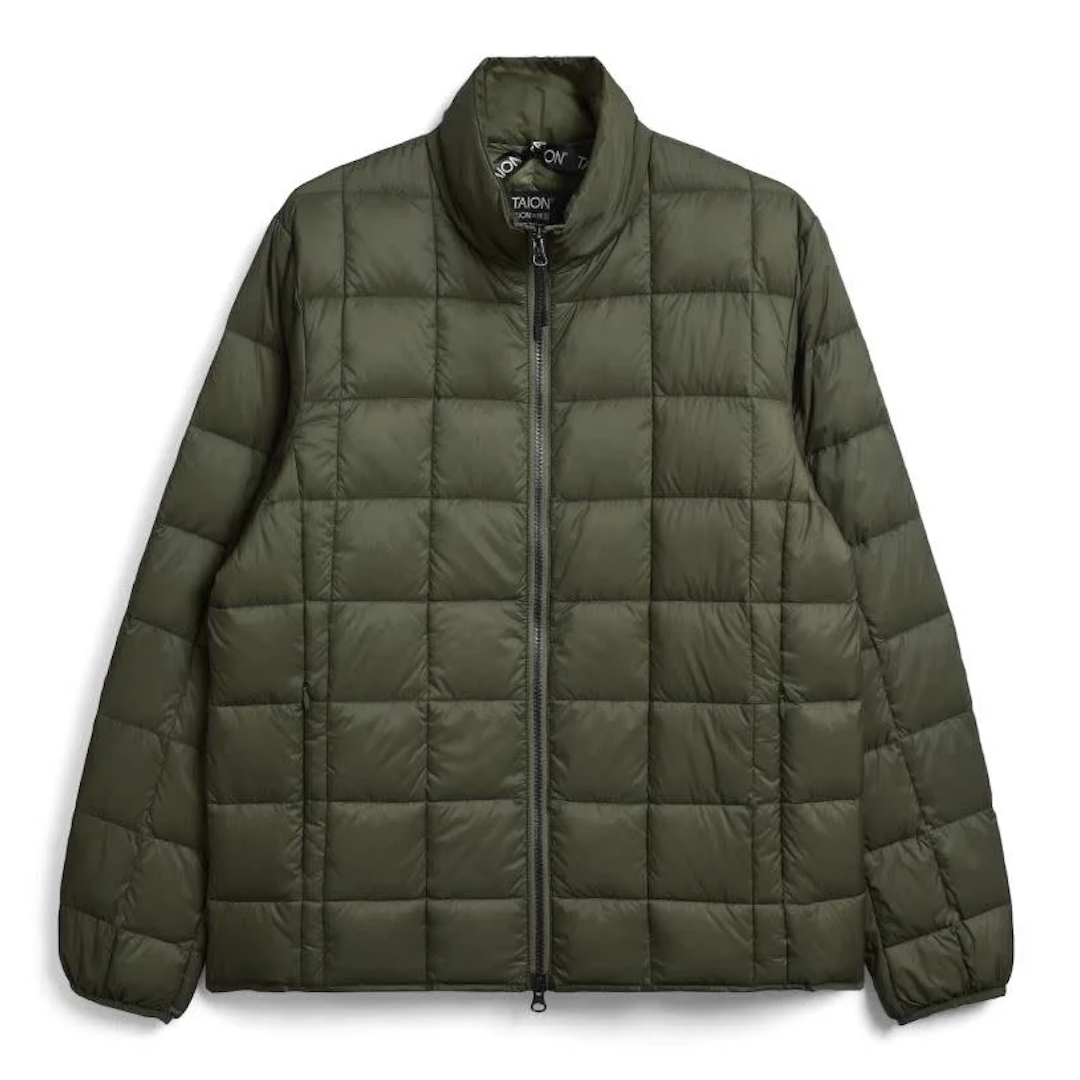 Taion High Neck Zip Down Jacket Dark Olive