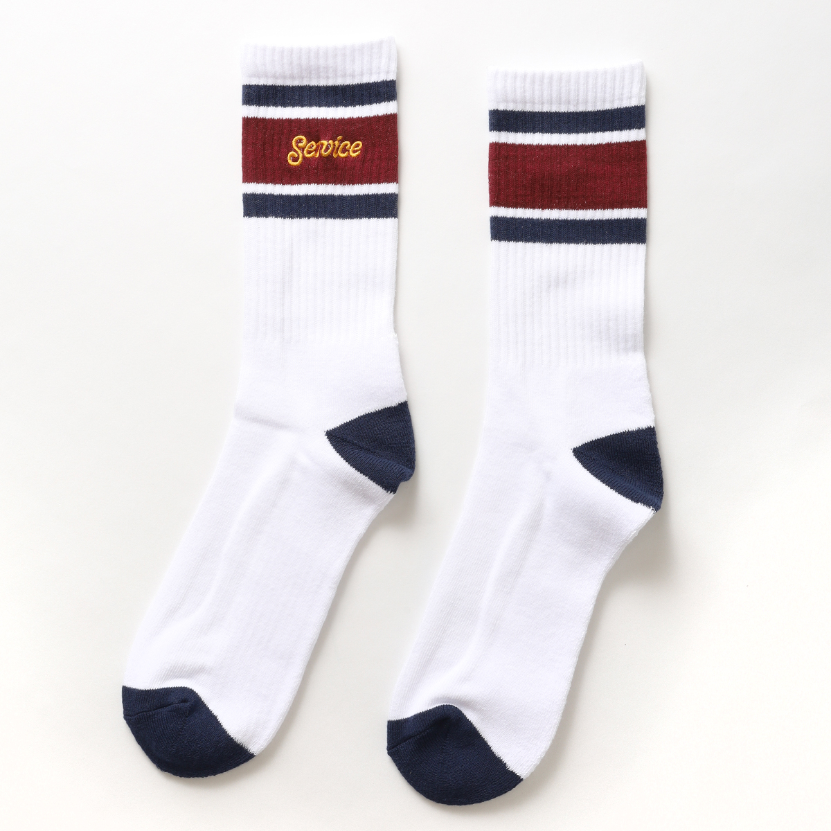 Service Works Logo Ringer Socks White