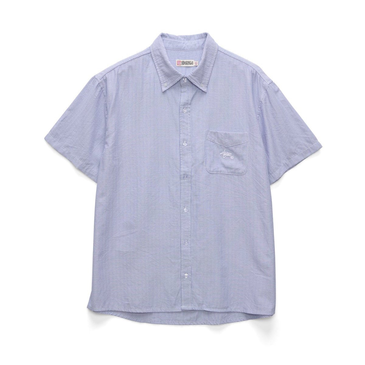 S/DOUBLE Oxford Classic SS Shirt White + Blue Stripe